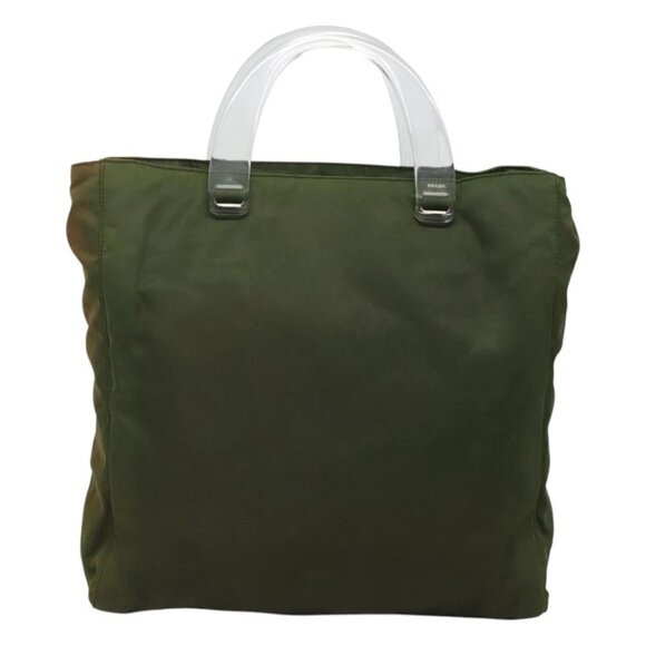 PRADA Hand Bag Nylon Plastic Khaki Silver Clear Auth bs25908 - Picture 2 of 16